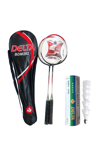 Delta 2 Adet Badminton Raketi + Çantası + 6 Adet Dengeli Hız Yeni Başlayanlar İçin Badminton Topu