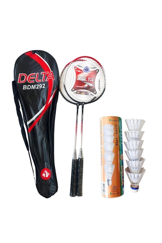 Delta 2 Adet Badminton Raketi + Çantası + 6 Adet Yüksek Hız Sevenler İçin Mantar Kafa Badminton Topu