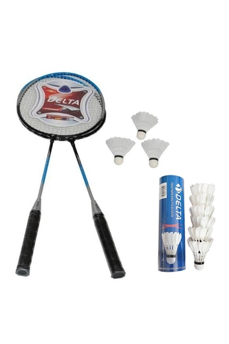 Delta 2 Adet Badminton Raketi + Çantası + 6 Deluxe Kaz Tüyü + 3 Plastik Toplam 9 Badminton Topu Seti