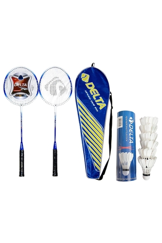 Delta 2 Adet Deluxe Tek Parça Badminton Raketi + Çanta + 6 Adet Kaz Tüyü Deluxe Badminton Topu Seti