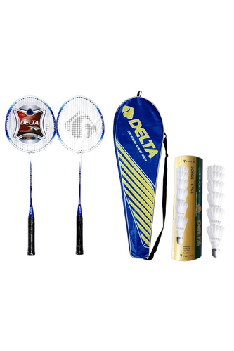 Delta 2 Adet Deluxe Tek Parça Badminton Raketi + Çantası + 6 Adet Orta Hız Badminton Topu Seti
