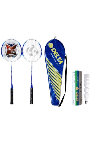 Delta 2 Adet Tek Parça Deluxe Badminton Raketi + Çantası + 6 Adet Dengeli Hız Badminton Topu Seti