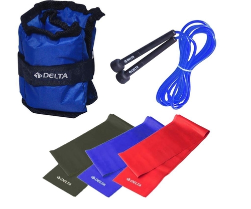 Delta 3 Adet Pilates Bandı Direnç Lastiği Seti 1 Kg x 2 Adet Toplam 2 Kg El Ayak Ağırlığı Atlama İpi