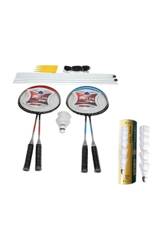 Delta 4 Adet Badminton Raketi + Çantası + File + Demir + 9 Adet Orta Hız Başlangıç Badminton Topu