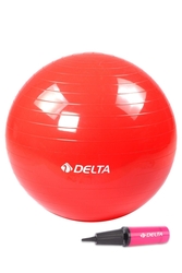 Delta 55 cm Kırmızı Deluxe Pilates Topu Ve Çift Yönlü Pompa Seti - Thumbnail