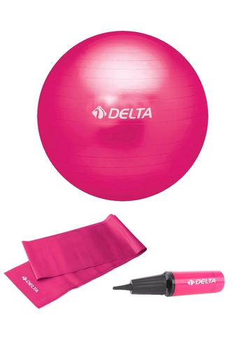 Delta 55 cm Pilates Topu 120 x 15 cm Orta Sert Bant Pompa Seti