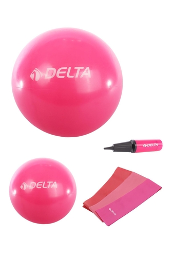 Delta 65 cm-25 cm Pilates Topu 3'lü Pilates Bandı Egzersiz Direnç Lastiği Pilates Topu Pompası Seti