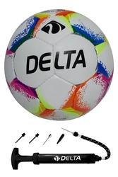 Delta Castelo El Dikişli 5 Numara Dura-Strong Futbol Topu + Çok Fonksiyonlu Top Pompası İkili Set - Thumbnail