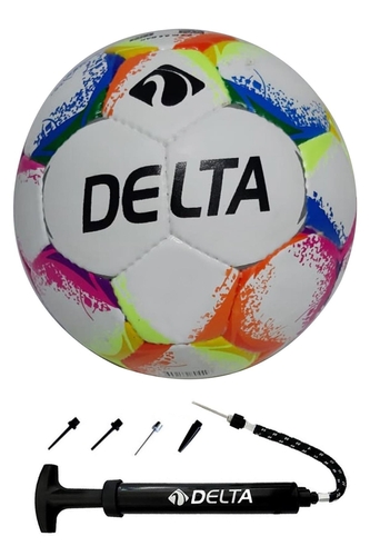 Delta Castelo El Dikişli 5 Numara Dura-Strong Futbol Topu + Çok Fonksiyonlu Top Pompası İkili Set