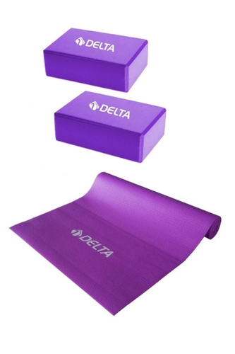 Delta Deluxe Pvc Dura-Strong Pilates Egzersiz Minderi Yoga Matı 2 Adet Yoga Blok Çiftli Yoga Bloğu