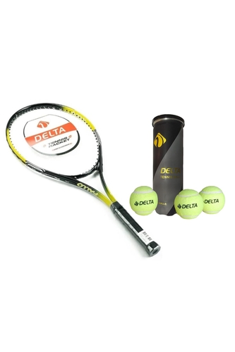 Delta Fallo 27 İnç L2 Grip Yetişkin Tenis Raketi + Çantası + Vakumlu Tüp 3 Adet Tenis Maç Topu Seti