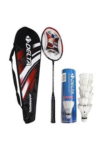 Delta Fiberglass Tek Parça Badminton Raketi + Çantası + 6 Adet Kaz Tüyü Deluxe Badminton Topu Seti