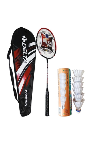 Delta Fiberglass Tek Parça Badminton Raketi + Çantası + Yüksek Hız Sevenler İçin Altı Badminton Topu