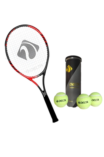 Delta Flame 27 İnç Tek Parça L2 Grip Kort Tenis Raketi + Çantası + 3 Adet Tenis Maç Topu Seti