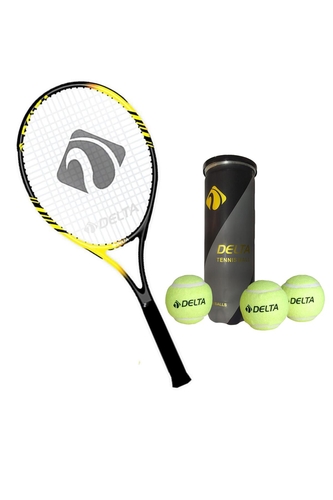 Delta Flame 27 İnç Tek Parça L3 Grip Kort Tenis Raketi + Çantası + 3 Adet Tenis Maç Topu Seti