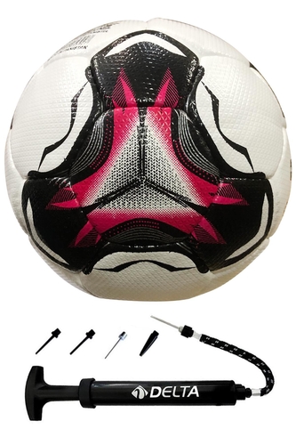 Delta Glow El Dikişli 4 Numara Dura-Strong Futsal Topu + Çok Fonksiyonlu Top Pompası İkili Set