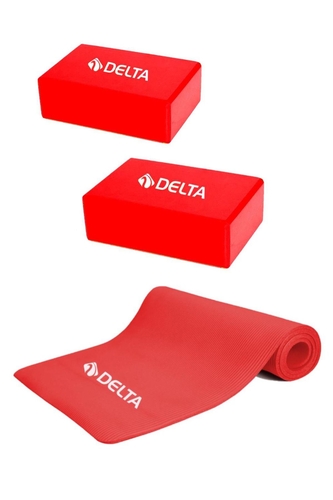 Delta Konfor Zemin Taşıma Askılı 10 mm Pilates Minderi Yoga Matı 2 Adet Yoga Blok Çiftli Yoga Bloğu
