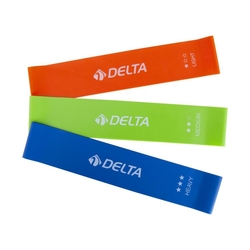 Delta Latex 3'lü Aerobik Pilates Direnç Egzersiz Bandı Squat Çalışma Lastiği (Uç Kısmı Kapalı) - Thumbnail
