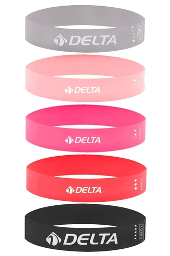 Delta Latex 5 Farklı Direnç Aerobik Pilates Direnç Egzersiz Bandı Squat Lastiği (Uç Kısmı Kapalı)