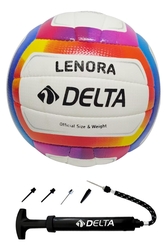 Delta Lenora Özel El Dikişli 5 Numara Voleybol Topu + Çok Fonksiyonlu Top Şişirme Pompası Seti - Thumbnail