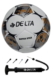 Delta Match Star El Dikişli 4 Numara Dura-Strong Futbol Topu + Çok Fonksiyonlu Top Pompası İkili Set - Thumbnail