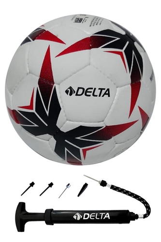 Delta Movimento El Dikişli 5 Numara Dura-Strong Futbol Topu + Çok Fonksiyonlu Top Pompası İkili Set