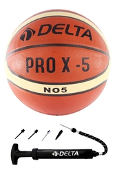 Delta Pro X Deluxe Kauçuk 5 Numara Basketbol Topu + Top Pompası - Thumbnail