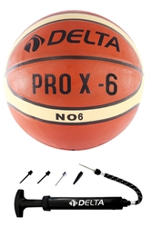 Delta Pro X Deluxe Kauçuk 6 Numara Basketbol Topu + Top Pompası - Thumbnail