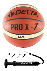 Delta Pro X Deluxe Kauçuk 7 Numara Basketbol Topu + Top Pompası - Thumbnail