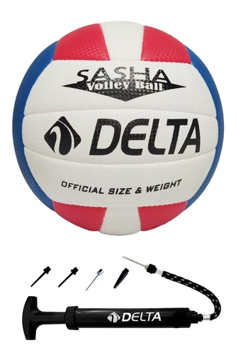 Delta Sasha Özel El Dikişli 5 Numara Voleybol Topu + Çok Fonksiyonlu Top Şişirme Pompası Seti