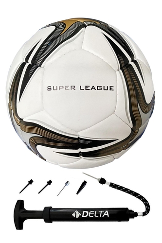 Delta Super League El Dikişli No 5 Dura-Strong Futbol Topu + Çok Fonksiyonlu Top Pompası İkili Set