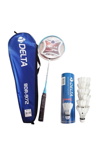 Delta Tek Parça Badminton Raketi + Badminton Çantası + 6 Adet Kaz Tüyü Deluxe Badminton Topu Seti