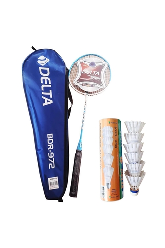 Delta Tek Parça Badminton Raketi + Çantası + 6 Adet Yüksek Hız Sevenler İçin Badminton Topu Seti