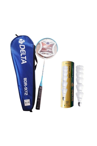 Delta Tek Parça Deluxe Badminton Raketi + Çantası + Orta Hız Sevenler İçin 6 Adet Badminton Topu Set